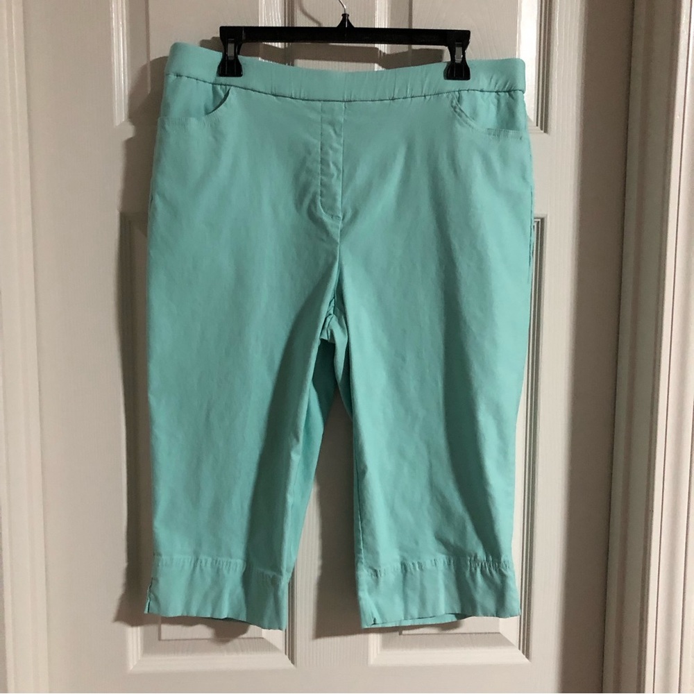 Capris Womens 14P Alfred Dunner Aquamarine Elastic Waist
